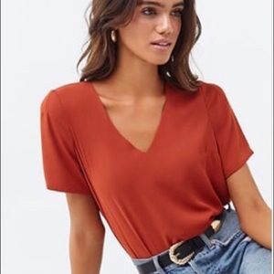 Burnt Orange V Neck Top